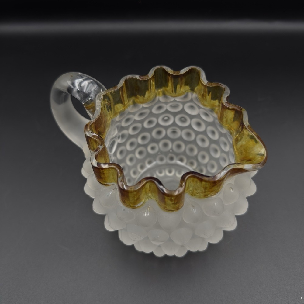 Hobbs Small Pitcher Cream Sugar Frances Ware Frosted Amber Dewdrop‎ Hobnail - Picture 6 of 7